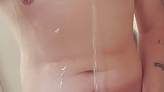 Male pee play in the shower!