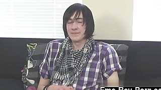 Twink sex Adorable emo fellow Andy is fresh to porn but he shortly
