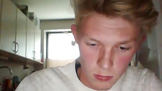 Danish Twink Blond Boy In The Kitchen & Cam-4 Show With White Blouse 2