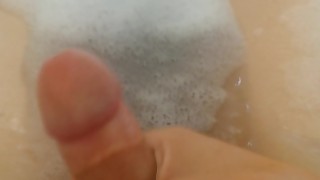 Stroming my cock in bath