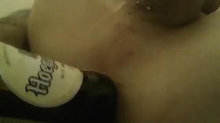 getting freaky with a beer bottle tight lil ass. needs bbc