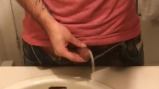 Taking a leak on my bathroom counter