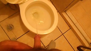 Cocky Guy Takes a Post-Coital Piss in Motel Toilet (Good Stuff @ 2:35).