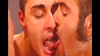 Horny muscled studs strip and fuck in one fiery orgy anal pumping