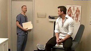 Reckless gay doctor sucking a hard cock