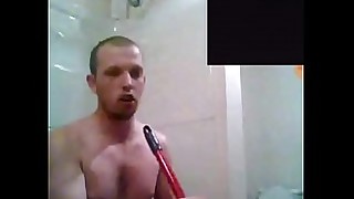 Gay guy Suck the mop handle passionately